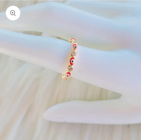 anillo de ojitos rojos talla 7